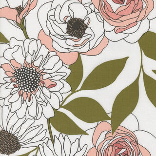 Paper Cabbage Rose // Botany by Alli K Design (1/4 yard) - Emmaline Bags Inc.