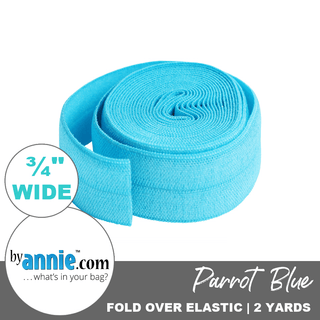 Parrot Blue | Fold Over Elastic | ¾" (20 mm) (2 Yard Package) - Emmaline Bags Inc.-Sewing Supplies & Notions