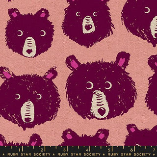 Peach Fizz Canvas // Teddy & The Bears by Ruby Star Society (1/4 yard) - Emmaline Bags Inc.