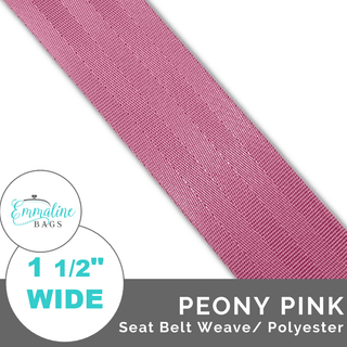 Peony Pink - Seat Belt Webbing (Per 1 Yard) • 1 1/2" Wide (38 mm) - Emmaline Bags Inc. - Straps & Handles