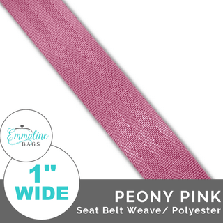Peony Pink - Seat Belt Webbing (Per 1 Yard) - 1" Wide (25 mm) - Emmaline Bags Inc. - Straps & Handles