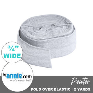 Pewter | Fold Over Elastic | ¾" (20 mm) (2 Yard Package) - Emmaline Bags Inc.-Sewing Supplies & Notions