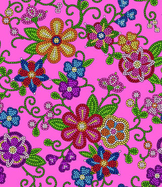 Pink | Beaded Floral by Shannon Gustafuson (¼ Yard) - Emmaline Bags Inc.-Fabric
