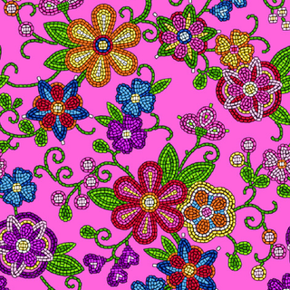 Pink | Beaded Floral by Shannon Gustafuson (¼ Yard) - Emmaline Bags Inc.-Fabric