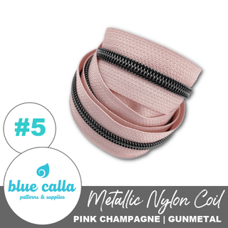 Pink Champagne | Blue Calla Nylon Coil Zipper | SIZE5* (3.25 Yards) - Emmaline Bags Inc.-Bag Zippers