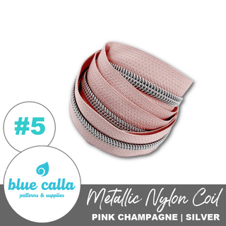 Pink Champagne | Blue Calla Nylon Coil Zipper | SIZE5* (3.25 Yards) - Emmaline Bags Inc.-Bag Zippers