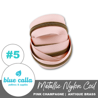 Pink Champagne | Blue Calla Nylon Coil Zipper | SIZE5* (3.25 Yards) - Emmaline Bags Inc.-Bag Zippers