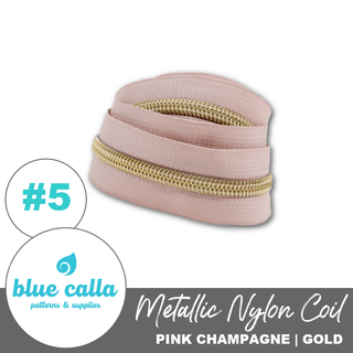 Pink Champagne | Blue Calla Nylon Coil Zipper | SIZE5* (3.25 Yards) - Emmaline Bags Inc.-Bag Zippers