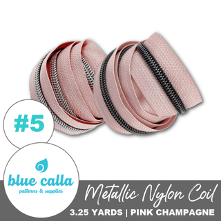 Pink Champagne | Blue Calla Nylon Coil Zipper | SIZE5* (3.25 Yards) - Emmaline Bags Inc.-Bag Zippers