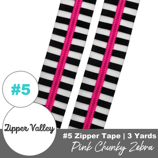 Pink Chunky Zebra | Nylon Coil Zipper | Size 5 (3 Yards) - Emmaline Bags Inc. - Bag Zippers