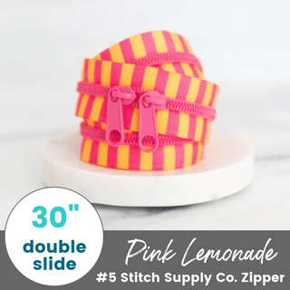 Pink Lemonade | 30" Nylon Coil Zipper | *Size #5* with Two Pulls - Emmaline Bags Inc.-Bag Zippers