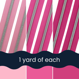 Pink Party | Nylon Coil Zipper Bundle | Size 5 (3 Yards - 1 yd of each) - Emmaline Bags Inc.-Bag Zippers