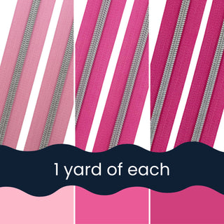 Pink Party | Nylon Coil Zipper Bundle | Size #5 (3 Yards - 1 yd of each)