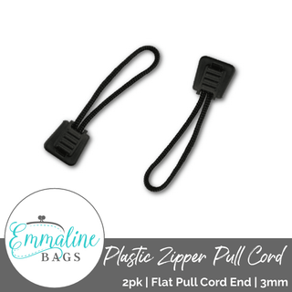 Plastic Zipper Pull | Flat with Cord (2 Pack) - Emmaline Bags Inc. - Bag Zippers