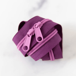 Plum | 30" Nylon Coil Zipper | *Size #5* with Two Pulls - Emmaline Bags Inc.-Bag Zippers