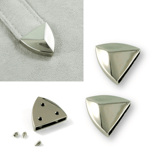 Pointed Strap End Caps (1" wide) in Nickel - 4 Pack - Emmaline Bags Inc.