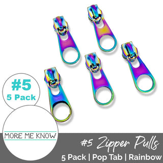 Pop Tab | Zipper Sliders with Pulls | SIZE5 (5 Pack) - Emmaline Bags Inc. - Bag Zippers