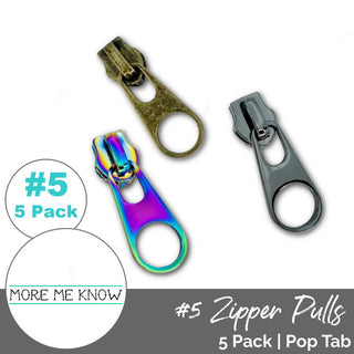 Pop Tab | Zipper Sliders with Pulls | SIZE5 (5 Pack) - Emmaline Bags Inc. - Bag Zippers