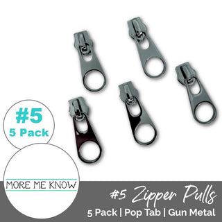 Pop Tab | Zipper Sliders with Pulls | SIZE5 (5 Pack) - Emmaline Bags Inc. - Emmaline Zippers