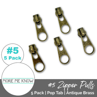Pop Tab | Zipper Sliders with Pulls | SIZE5 (5 Pack) - Emmaline Bags Inc. - Emmaline Zippers
