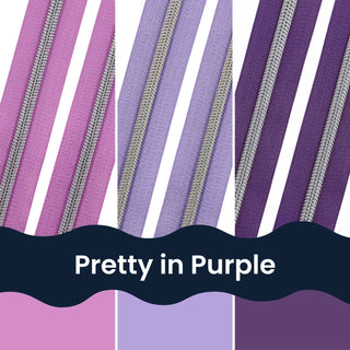 Pretty in Purple | Nylon Coil Zipper Bundle | Size 5 (3 Yards - 1 yd of each) - Emmaline Bags Inc.-Bag Zippers