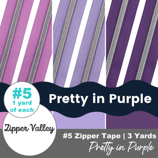Pretty in Purple | Nylon Coil Zipper Bundle | Size 5 (3 Yards - 1 yd of each) - Emmaline Bags Inc.-Bag Zippers
