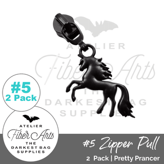 'Pretty Prancer' Zipper Sliders w/ Pulls | SIZE5 (2 Pack) - Emmaline Bags Inc. - Bag Zippers