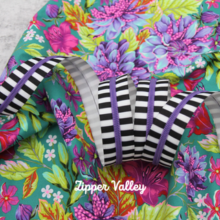 Purple Chunky Zebra | Nylon Coil Zipper | Size 5 (3 Yards) - Emmaline Bags Inc. - Bag Zippers
