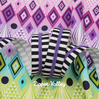 Purple Chunky Zebra | Nylon Coil Zipper | Size 5 (3 Yards) - Emmaline Bags Inc. - Bag Zippers