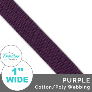 Purple | Cotton/Poly Webbing (Per 1 Yard) • 1 " Wide (25 mm) - Emmaline Bags Inc. - Straps & Handles