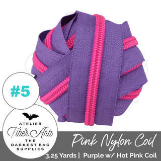 Purple & Hot Pink Coil | Nylon Coil Zipper | SIZE5* (3.25 Yards) - Emmaline Bags Inc. - Bag Zippers