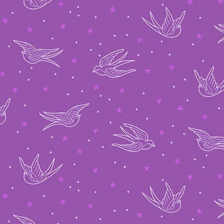 Purple Swallows | Perfect Day by Libs Elliott (¼ Yard) - Emmaline Bags Inc. - Fabric