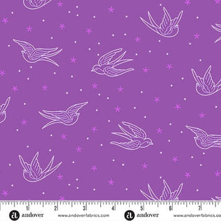 Purple Swallows | Perfect Day by Libs Elliott (¼ Yard) - Emmaline Bags Inc. - Fabric