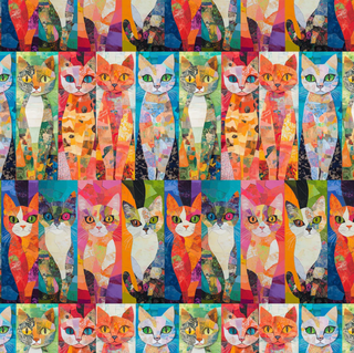Radiant | Crafty Cats by Hoffman (¼ Yard) - Emmaline Bags Inc.-Fabric