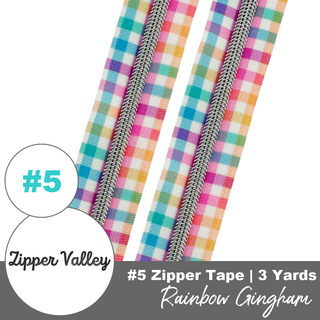 Rainbow Gingham | Nylon Coil Zipper | Size 5 (3 Yards) - Emmaline Bags Inc. - Bag Zippers