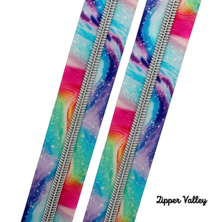 Rainbow Glitter | Nylon Coil Zipper | Size 5 (3 Yards) - Emmaline Bags Inc. - Bag Zippers