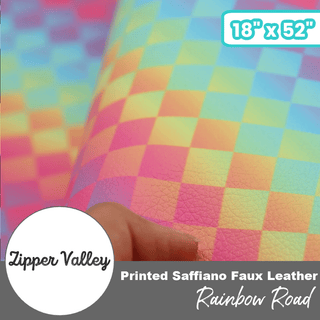 Rainbow Road | Zipper Valley Printed Pebble Faux Leather | 18" x 52" Pre-Cut (Large) - Emmaline Bags Inc.-Fabric
