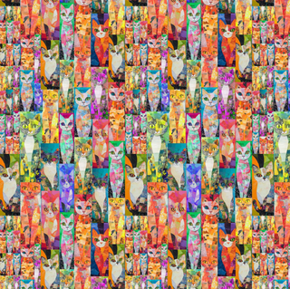 Rainbow Sweets | Crafty Cats by Hoffman (¼ Yard) - Emmaline Bags Inc.-Fabric