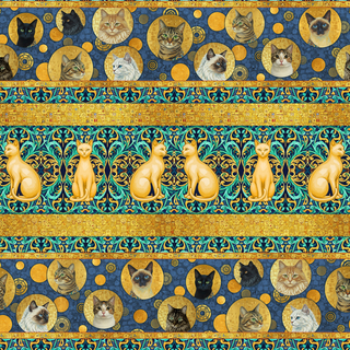 Regal Border Stripe | Klimty Cats by Patrick Lose (¼ Yard) - Emmaline Bags Inc.-Fabric