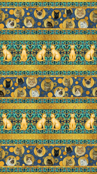 Regal Border Stripe | Klimty Cats by Patrick Lose (¼ Yard) - Emmaline Bags Inc.-Fabric