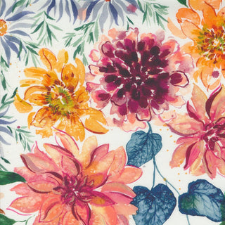 Retro Harvest in Cloud // Floribunda (1/4 yard) - Emmaline Bags Inc.