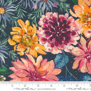 Retro Harvest in MIDNIGHT // Floribunda (1/4 yard) - Emmaline Bags Inc.