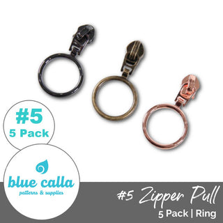 Ring Sliders with Pulls - SIZE5 (5 Pack) - Emmaline Bags Inc. - Bag Zippers