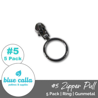 Ring Sliders with Pulls - SIZE5 (5 Pack) - Emmaline Bags Inc. - Bag Zippers