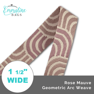 Rose - Mauve Geometric Arc Weave • 1 1/2" (38mm) Wide (Per 1 Yard) - Emmaline Bags Inc. - Straps & Handles