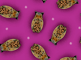Rose Owls | July Moon by Betty Albert (¼ Yard) - Emmaline Bags Inc.-Fabric