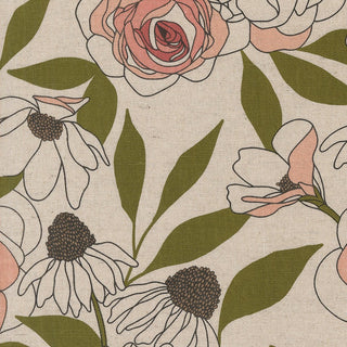 Rose • Paper Mochi Linen // Botany by Alli K Design (1/4 yard) - Emmaline Bags Inc.