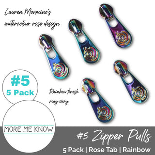 Rose Tab | Zipper Sliders with Pulls | SIZE5 (5 Pack) - Emmaline Bags Inc. - Emmaline Zippers