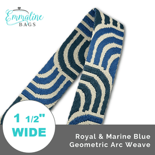 Royal & Marine Geometric Arc Weave • 1 1/2" (38mm) Wide (Per 1 Yard) - Emmaline Bags Inc. - Straps & Handles