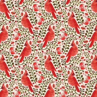 Cream Cardinals (Canvas) | Holiday Classics V by Rifle Paper Co. (¼ Yard)